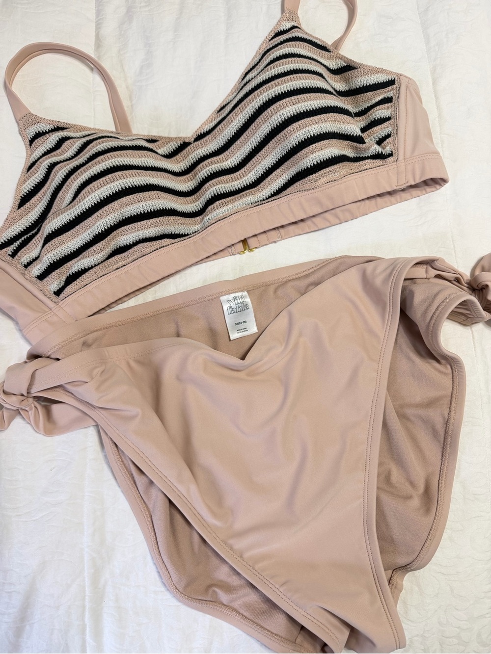 Wild Fable Plus Size Bikini Set 2X Top 3X Bottom Blush Pink Crochet Swim